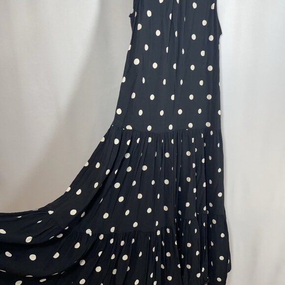 J.CREW Women's Drapey Tiered Dress Black Polka Dot - Picture 3 of 9